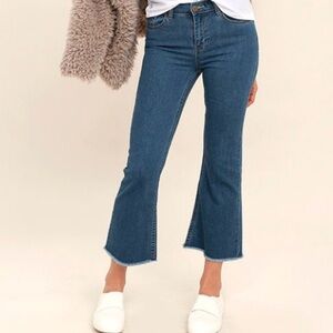 Amuse Society Medium Blue Cropped Flare Jeans